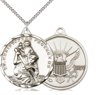 Sterling Silver Saint Christopher Navy Medal Catholic Jewelry