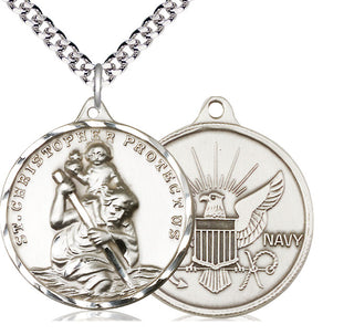 Sterling Silver Saint Christopher Navy Medal Catholic Jewelry