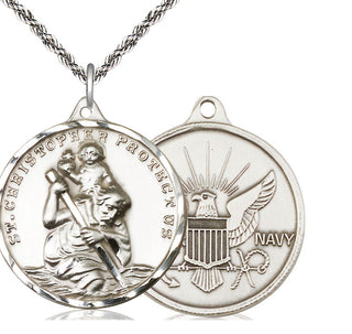 Sterling Silver Saint Christopher Navy Medal Catholic Jewelry