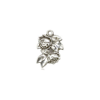 Sterling Silver Rose Medal Religious and Catholic Jewelry