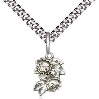Sterling Silver Rose Medal Religious and Catholic Jewelry