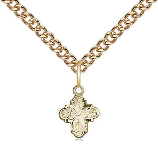 14kt Gold Filled 4-Way Medal Religious and Catholic Jewelry
