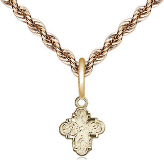 14kt Gold Filled 4-Way Medal Religious and Catholic Jewelry