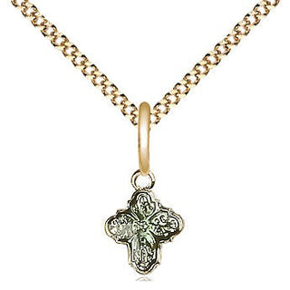 Gold Plate Sterling Silver 4-Way Medal Religious and Catholic Jewelry