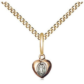 14kt Gold Filled Miraculous Heart Medal Religious and Catholic Jewelry