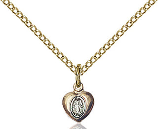 14kt Gold Filled Miraculous Heart Medal Religious and Catholic Jewelry