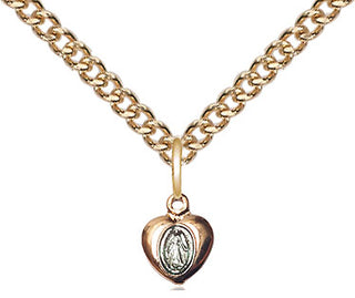 14kt Gold Filled Miraculous Heart Medal Religious and Catholic Jewelry