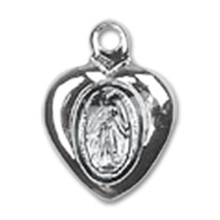 Sterling Silver Miraculous Heart Medal