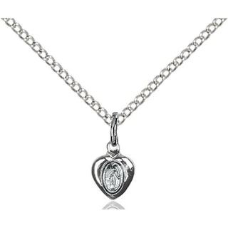 Sterling Silver Miraculous Heart Medal Religious and Catholic Jewelry