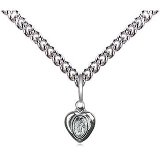 Sterling Silver Miraculous Heart Medal Religious and Catholic Jewelry