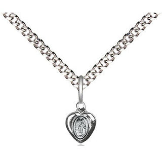 Sterling Silver Miraculous Heart Medal Religious and Catholic Jewelry