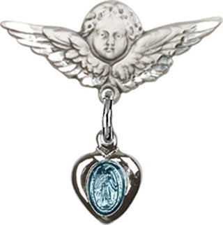 Sterling Silver Small Angel w/Wings Miraculous Baby Badge