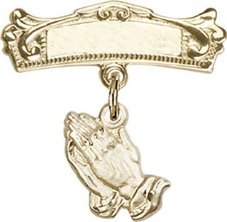 14kt Gold Filled Badge Pin Praying Hands Baby Badge