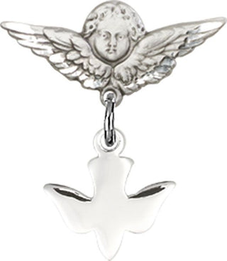 Sterling Silver Small Angel w/Wings Holy Spirit Baby Badge
