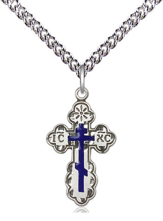 Sterling Silver Saint Olga Cross Medal Religious Jewelry