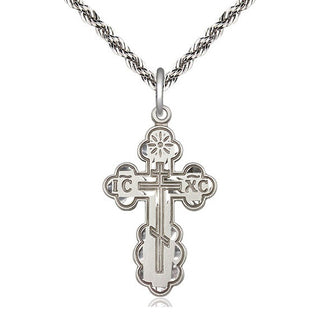 Sterling Silver Saint Olga Cross Medal Religious Jewelry