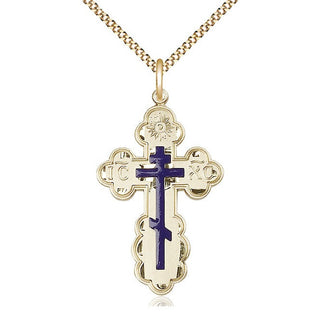 14kt Gold Filled Saint Olga Cross Medal Catholic Jewelry