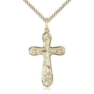 14kt Gold Filled Golgotha Cross Medal Catholic Jewelry