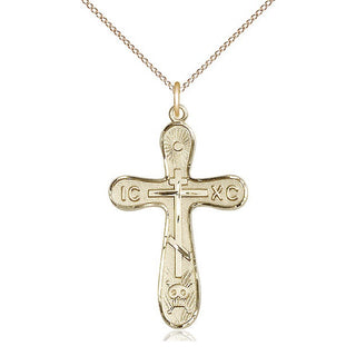14kt Gold Filled Golgotha Cross Medal Catholic Jewelry