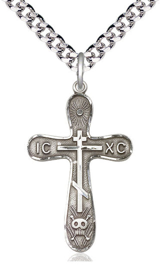 Sterling Silver Golgotha Cross Medal Catholic Jewelry