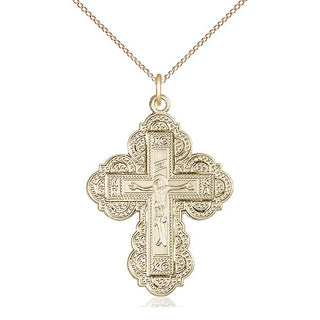 14kt Gold Filled Irene Cross Medal Catholic Jewelry