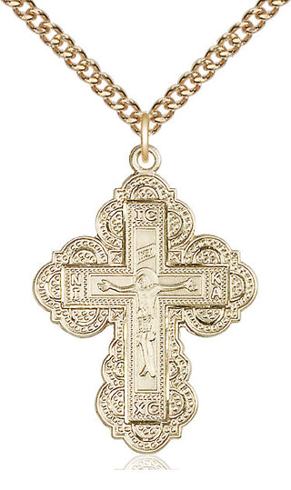 14kt Gold Filled Irene Cross Medal Catholic Jewelry