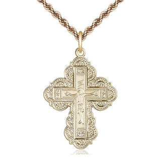 14kt Gold Filled Irene Cross Medal Catholic Jewelry