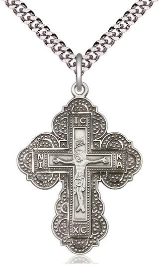 Pewter Irene Cross Medal Catholic Jewelry