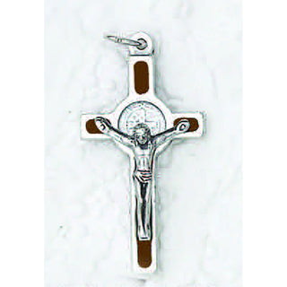 Bulk Saint Benedict Silver Tone Enameled Crosses - 10 Options