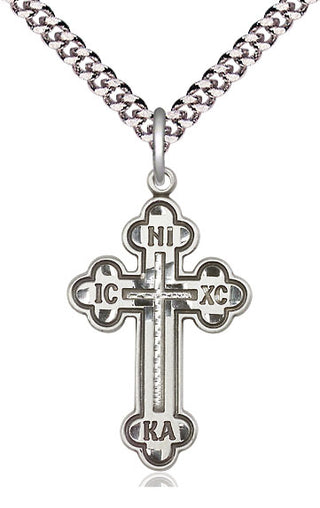 Pewter Russian Cross Medal Catholic Jewelry