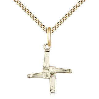 14kt Gold Filled Saint Brigid Cross Medal Religious Jewelry