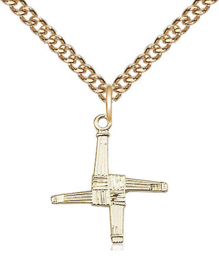 14kt Gold Filled Saint Brigid Cross Medal Religious Jewelry