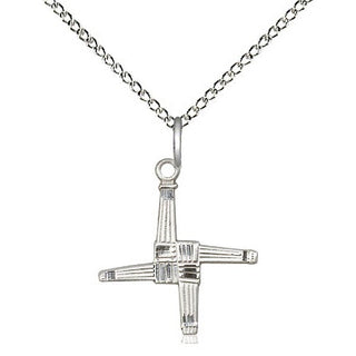 Sterling Silver Saint Brigid Cross Medal Religious Jewelry