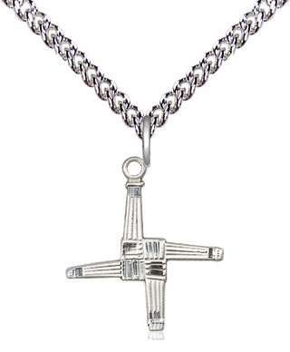 Sterling Silver Saint Brigid Cross Medal Religious Jewelry