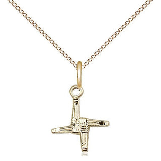 14kt Gold Filled Saint Brigid Cross Medal Religious and Catholic Jewelry