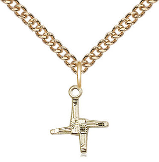 14kt Gold Filled Saint Brigid Cross Medal Religious and Catholic Jewelry