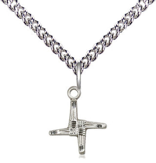 Sterling Silver Saint Brigid Cross Medal Religious and Catholic Jewelry