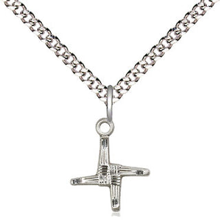 Sterling Silver Saint Brigid Cross Medal Religious and Catholic Jewelry
