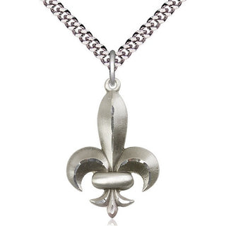 Sterling Silver Fleur de Lis Medal Catholic Jewelry