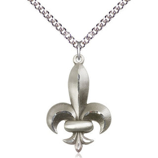 Sterling Silver Fleur de Lis Medal Catholic Jewelry