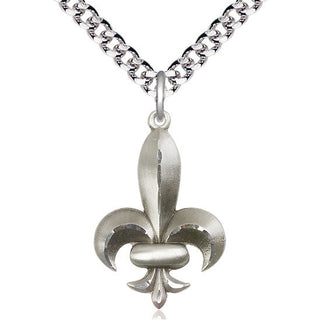 Sterling Silver Fleur de Lis Medal Catholic Jewelry