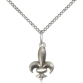 Sterling Silver Fleur de Lis Medal Religious and Catholic Jewelry