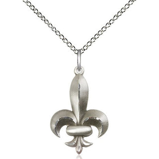 Sterling Silver Fleur de Lis Medal Religious Jewelry