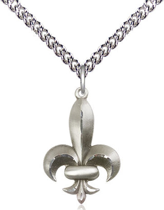 Sterling Silver Fleur de Lis Medal Religious Jewelry