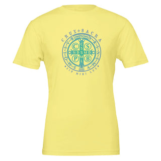St. Benedict Medal Teal and Blue T-Shirt