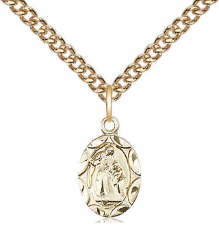 14kt Gold Filled Saint Ann Medal Religious and Catholic Jewelry