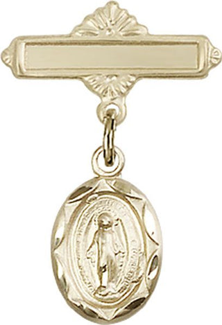 14kt Gold Filled Polished Badge Pin Miraculous Baby Badge