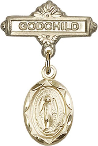 14kt Gold Filled Godchild Miraculous Baby Badge