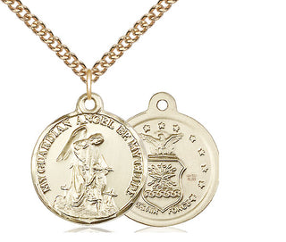 14kt Gold Filled Guardian Angel Air Force Medal | Medium