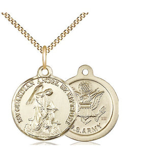 14kt Gold Filled Guardian Angel Army Medal Religious Jewelry
